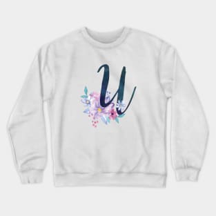 Floral Monogram U Pretty Lilac Bouquet Crewneck Sweatshirt